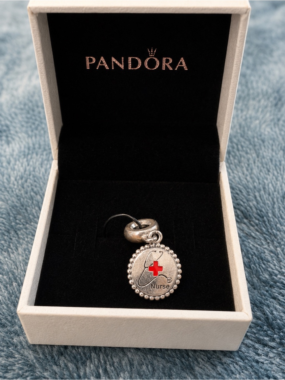 Pandora Silver-tone Nurse Charm with Red Cross Enamel